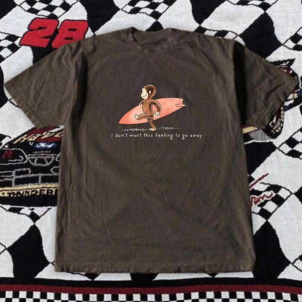 Gildan Men Brown T-Shirt, Brown Monkey Surf Tee .